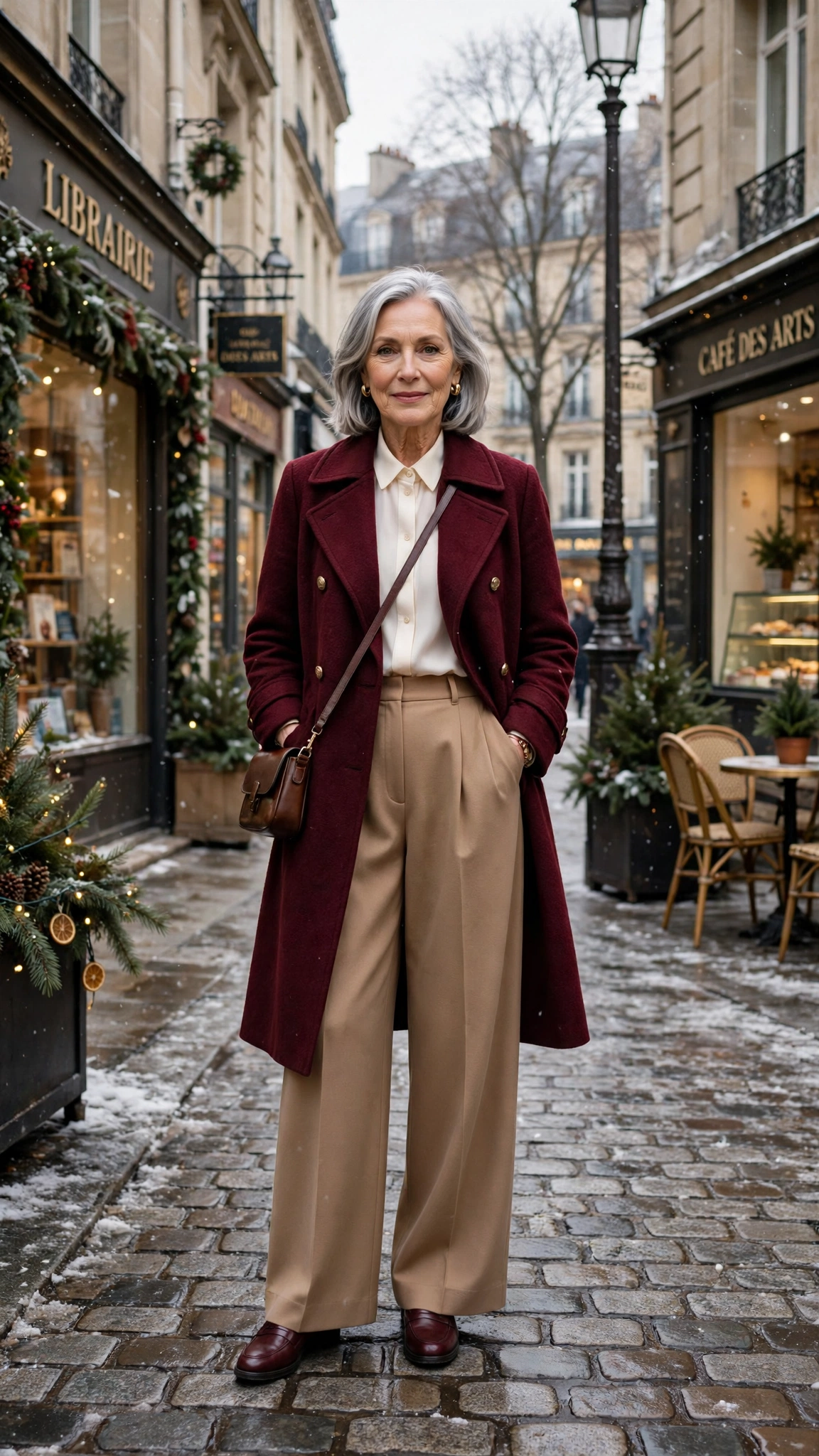 18 Women over 60 burgundy coat outfits for winter office days That Are Chic, Warm and Elegant - idea 11
