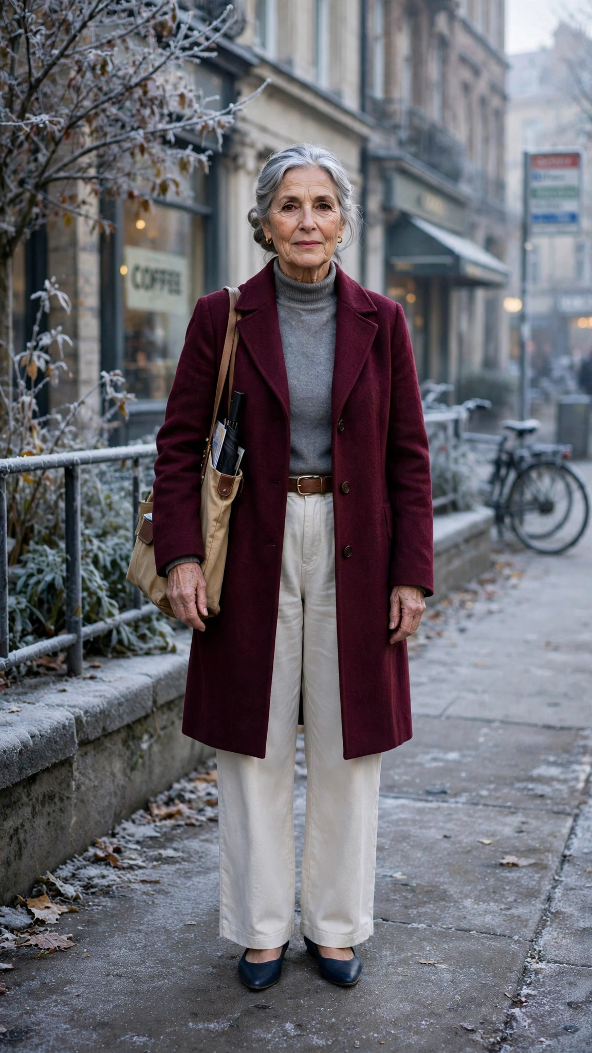 18 Women over 60 burgundy coat outfits for winter office days That Are Chic, Warm and Elegant - idea 16