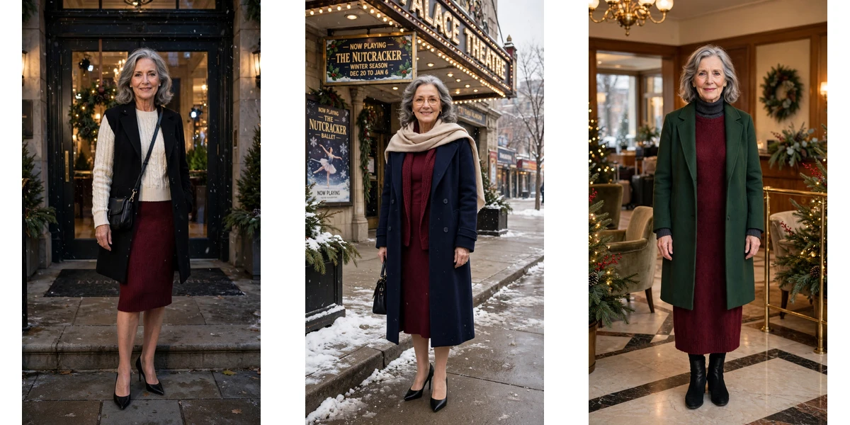 33 Women over 60 burgundy knit dress outfits for winter dinners That Are Chic, Warm and Elegant featured
