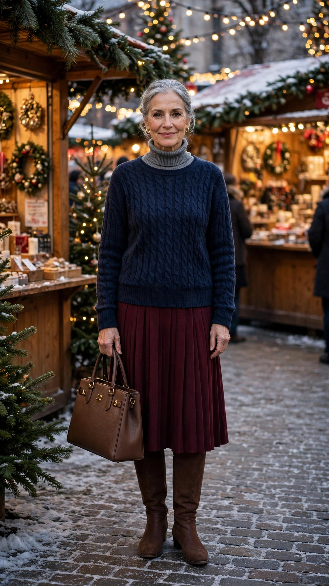38 Women over 60 burgundy skirt and boots outfits for holiday outings That Are Chic, Warm and Elegant - idea 4