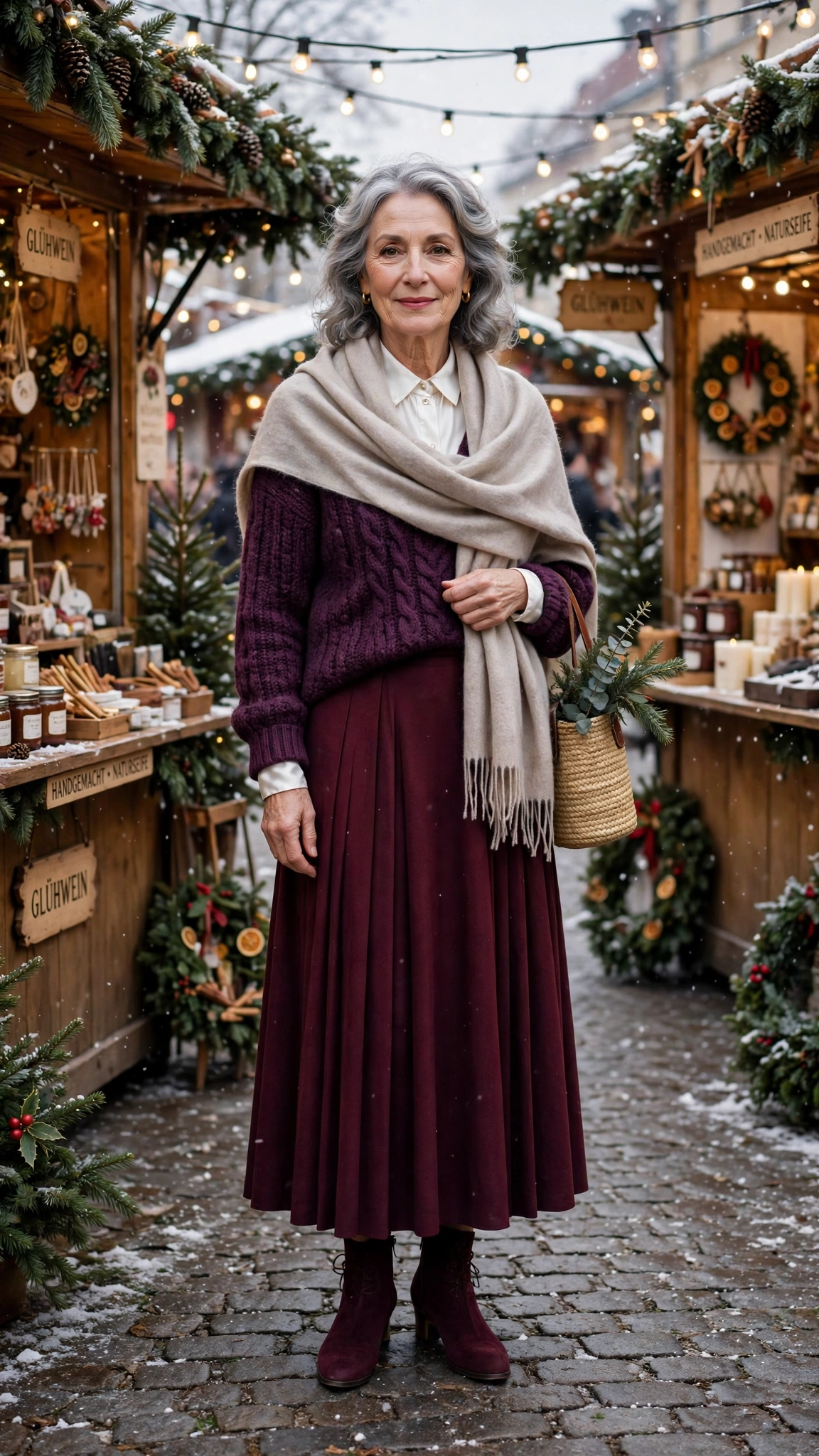 38 Women over 60 burgundy skirt and boots outfits for holiday outings That Are Chic, Warm and Elegant - idea 7