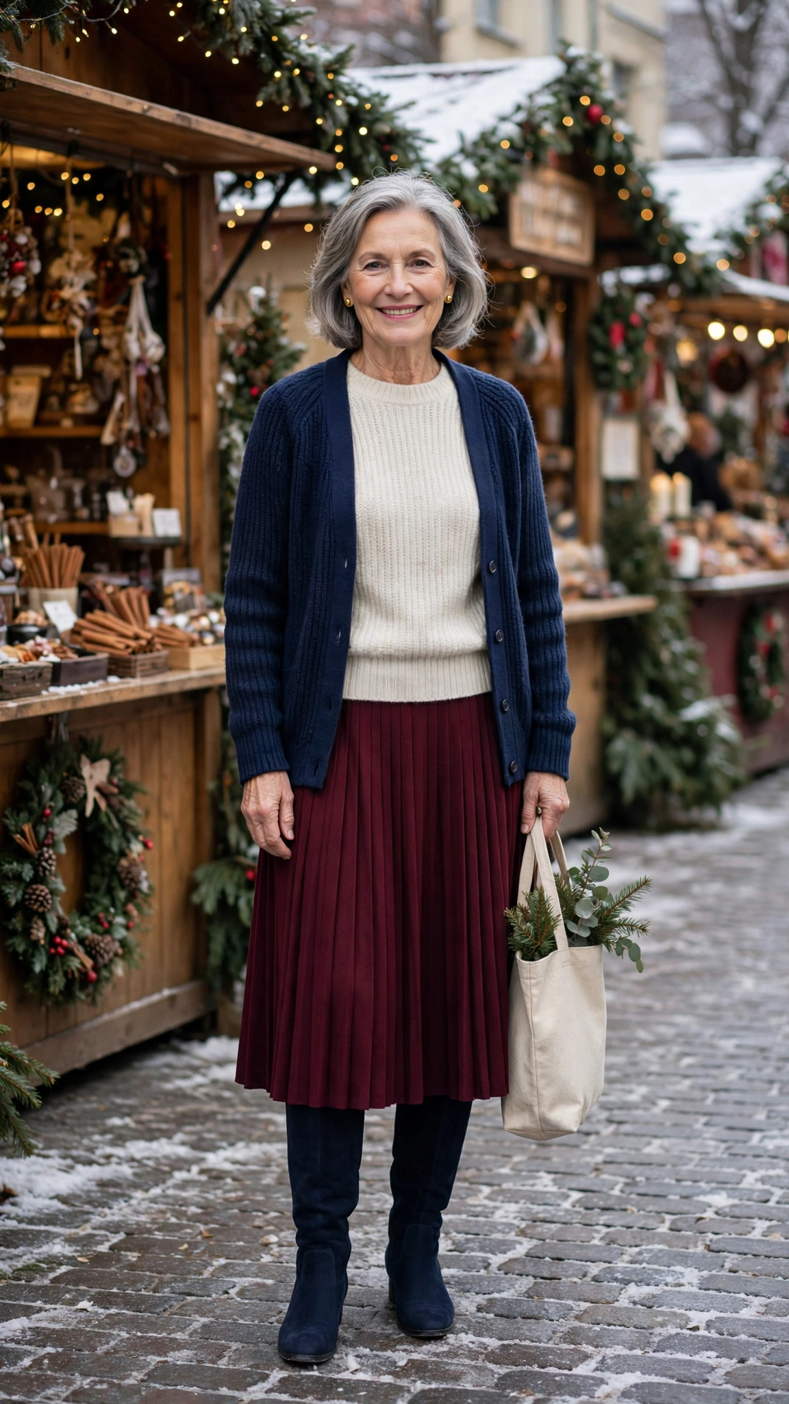 38 Women over 60 burgundy skirt and boots outfits for holiday outings That Are Chic, Warm and Elegant - idea 13
