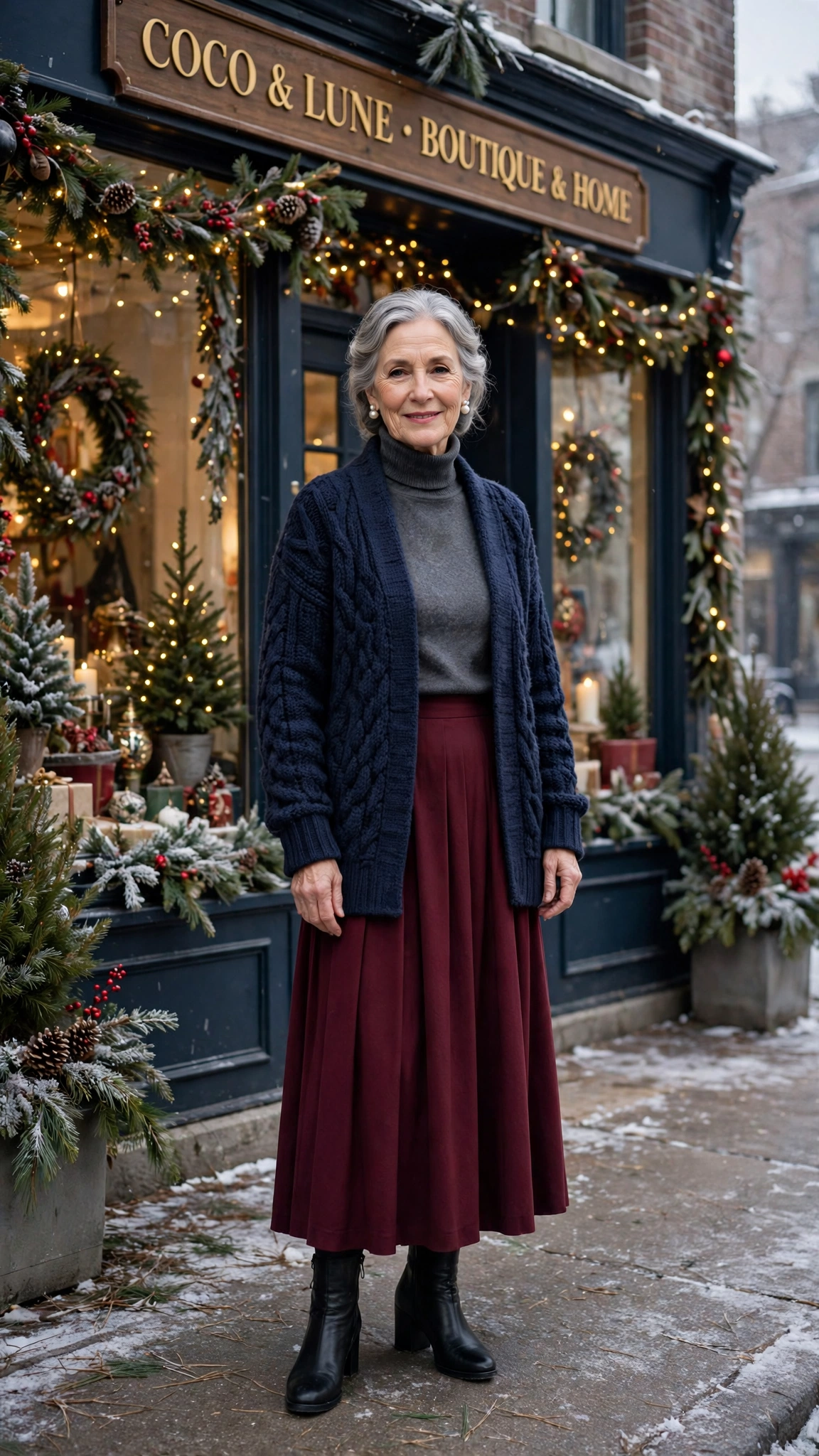 38 Women over 60 burgundy skirt and boots outfits for holiday outings That Are Chic, Warm and Elegant - idea 18