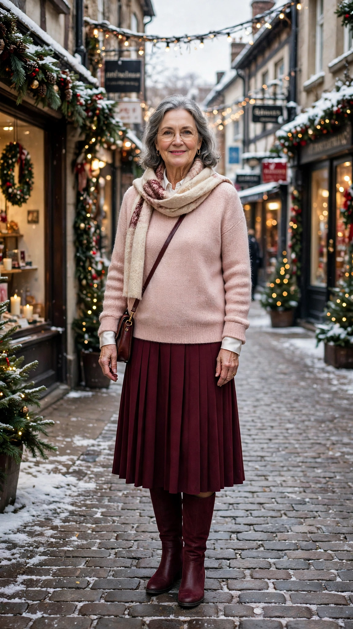 38 Women over 60 burgundy skirt and boots outfits for holiday outings That Are Chic, Warm and Elegant - idea 20