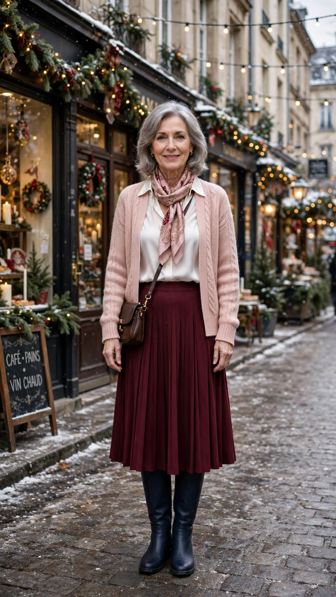 38 Women over 60 burgundy skirt and boots outfits for holiday outings That Are Chic, Warm and Elegant - idea 32