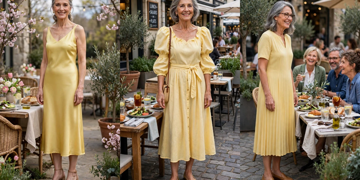 38 Women Over 60 Butter Yellow Dress Outfits for Spring Lunches That Are Fresh, Chic and Easy to Wear