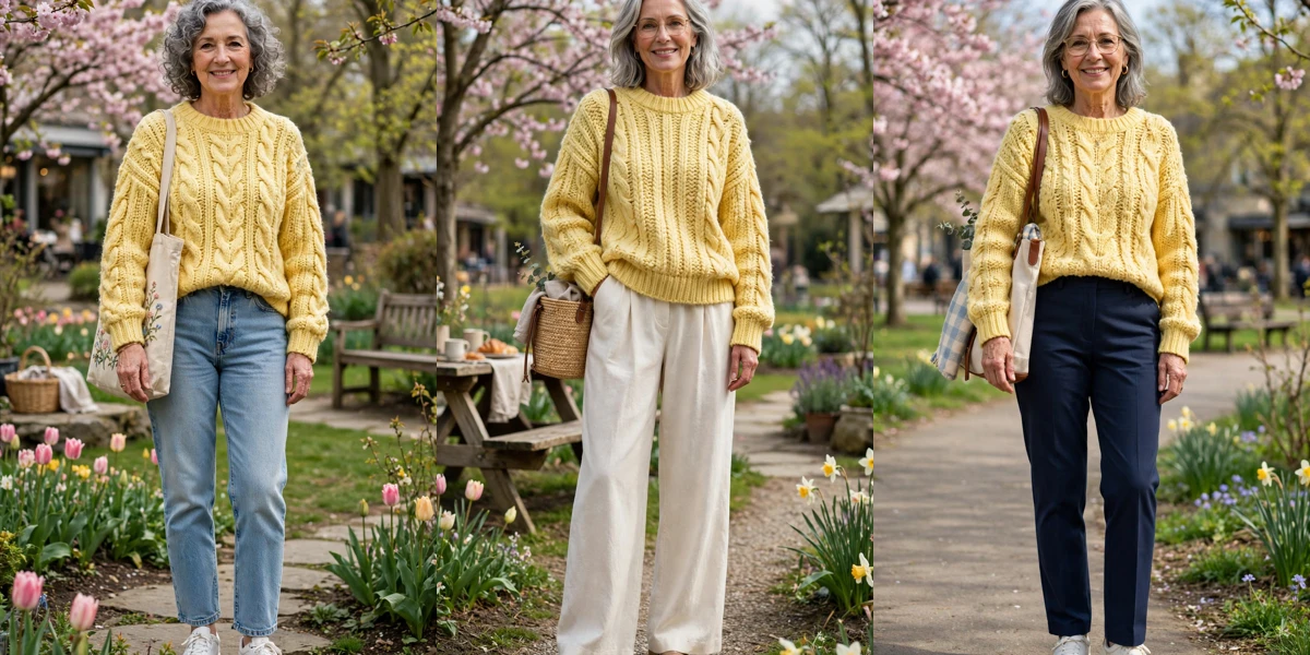 33 Women Over 60 Butter Yellow Sweater Outfits for March Weekends That Are Fresh, Chic and Easy to Wear