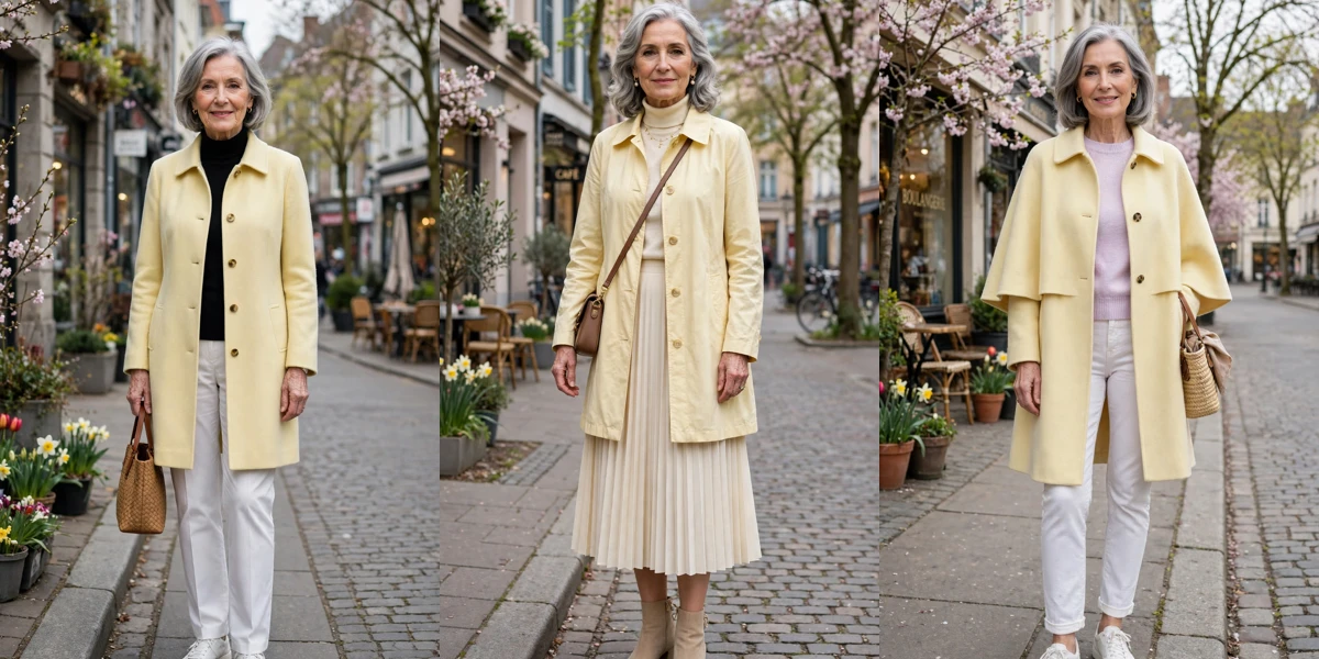 28 Women Over 60 Pale Yellow Coat Outfits for Early Spring Days That Are Fresh, Chic and Easy to Wear