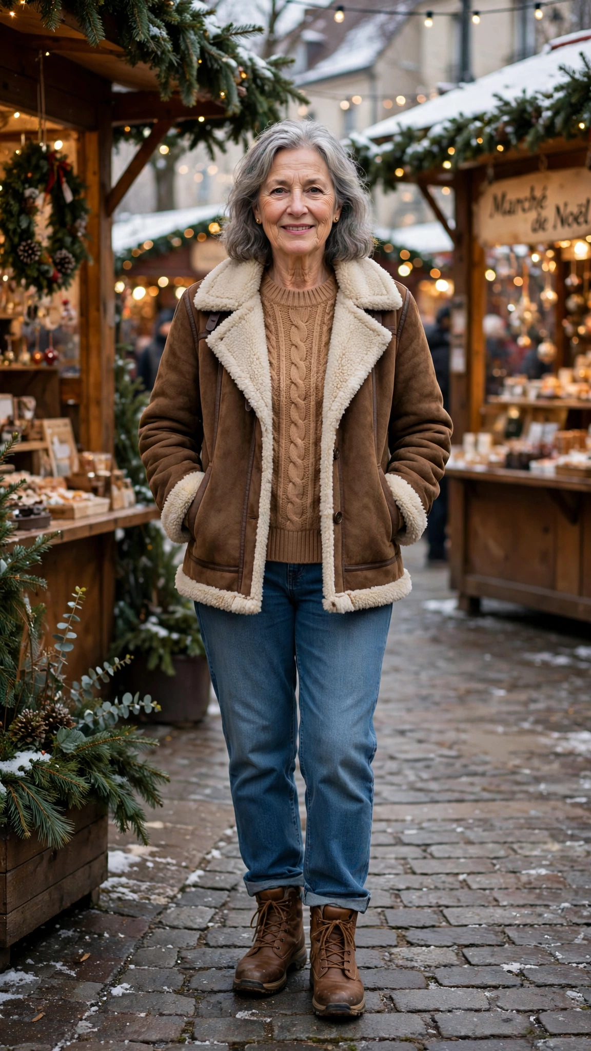 20 Women over 60 shearling lined jacket outfits for outdoor markets That Are Chic, Warm and Elegant 4 20 Women over 60 shearling lined jacket outfits for outdoor markets That Are Chic, Warm and Elegant - idea 3