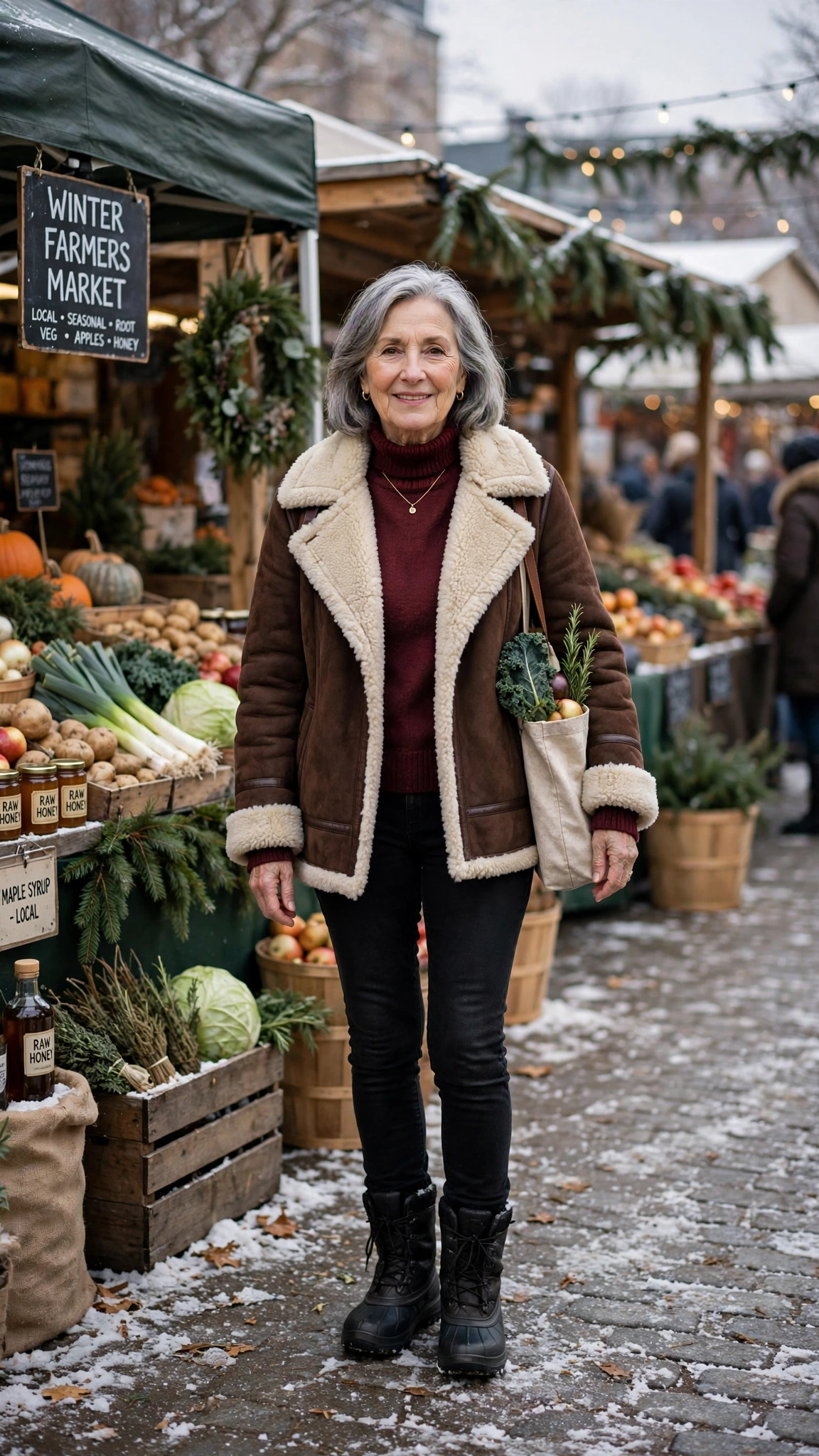 20 Women over 60 shearling lined jacket outfits for outdoor markets That Are Chic, Warm and Elegant 6 20 Women over 60 shearling lined jacket outfits for outdoor markets That Are Chic, Warm and Elegant - idea 5