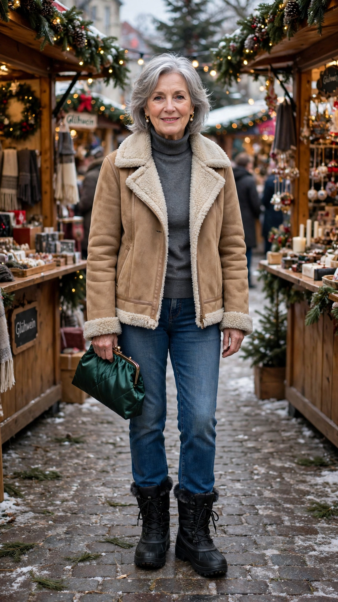 20 Women over 60 shearling lined jacket outfits for outdoor markets That Are Chic, Warm and Elegant 10 20 Women over 60 shearling lined jacket outfits for outdoor markets That Are Chic, Warm and Elegant - idea 9