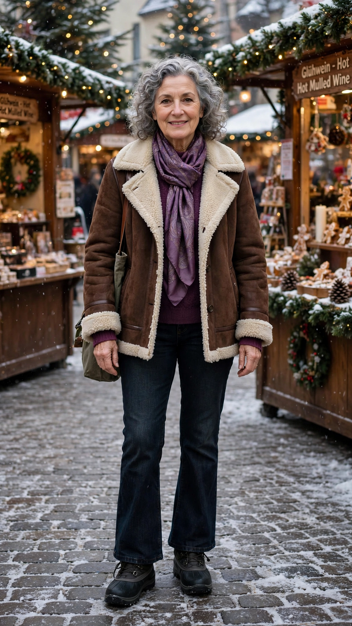 20 Women over 60 shearling lined jacket outfits for outdoor markets That Are Chic, Warm and Elegant 13 20 Women over 60 shearling lined jacket outfits for outdoor markets That Are Chic, Warm and Elegant - idea 12