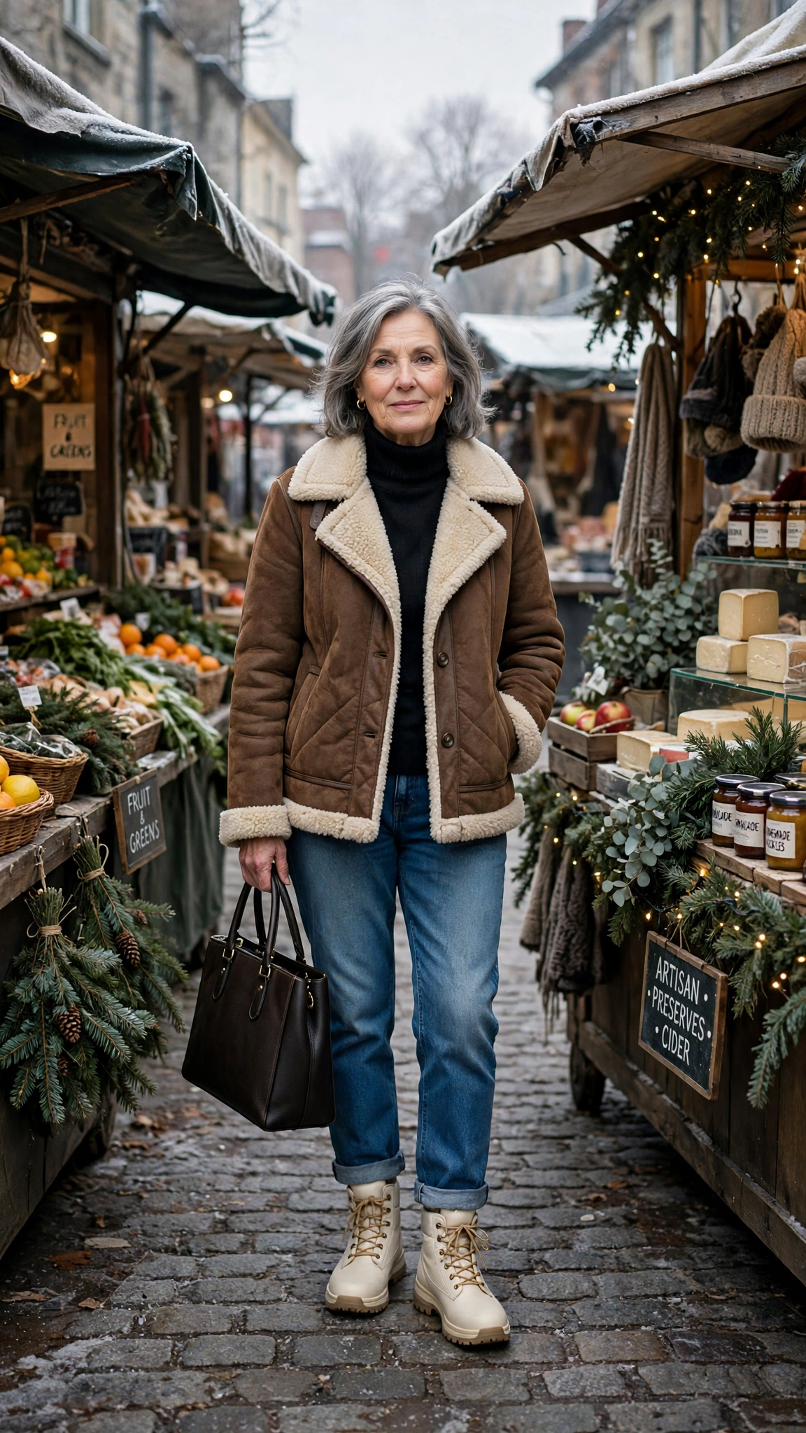 20 Women over 60 shearling lined jacket outfits for outdoor markets That Are Chic, Warm and Elegant 15 20 Women over 60 shearling lined jacket outfits for outdoor markets That Are Chic, Warm and Elegant - idea 14