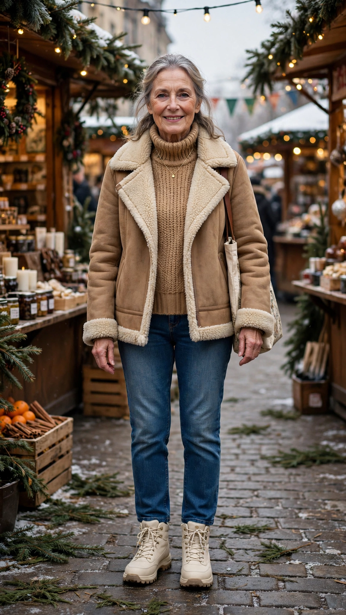 20 Women over 60 shearling lined jacket outfits for outdoor markets That Are Chic, Warm and Elegant 16 20 Women over 60 shearling lined jacket outfits for outdoor markets That Are Chic, Warm and Elegant - idea 15