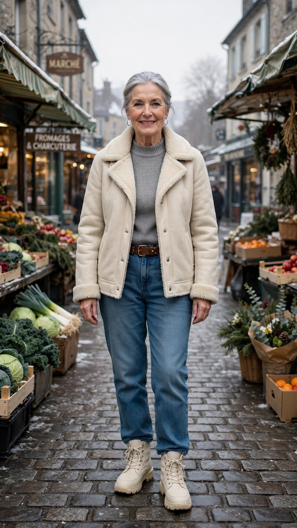20 Women over 60 shearling lined jacket outfits for outdoor markets That Are Chic, Warm and Elegant 17 20 Women over 60 shearling lined jacket outfits for outdoor markets That Are Chic, Warm and Elegant - idea 16
