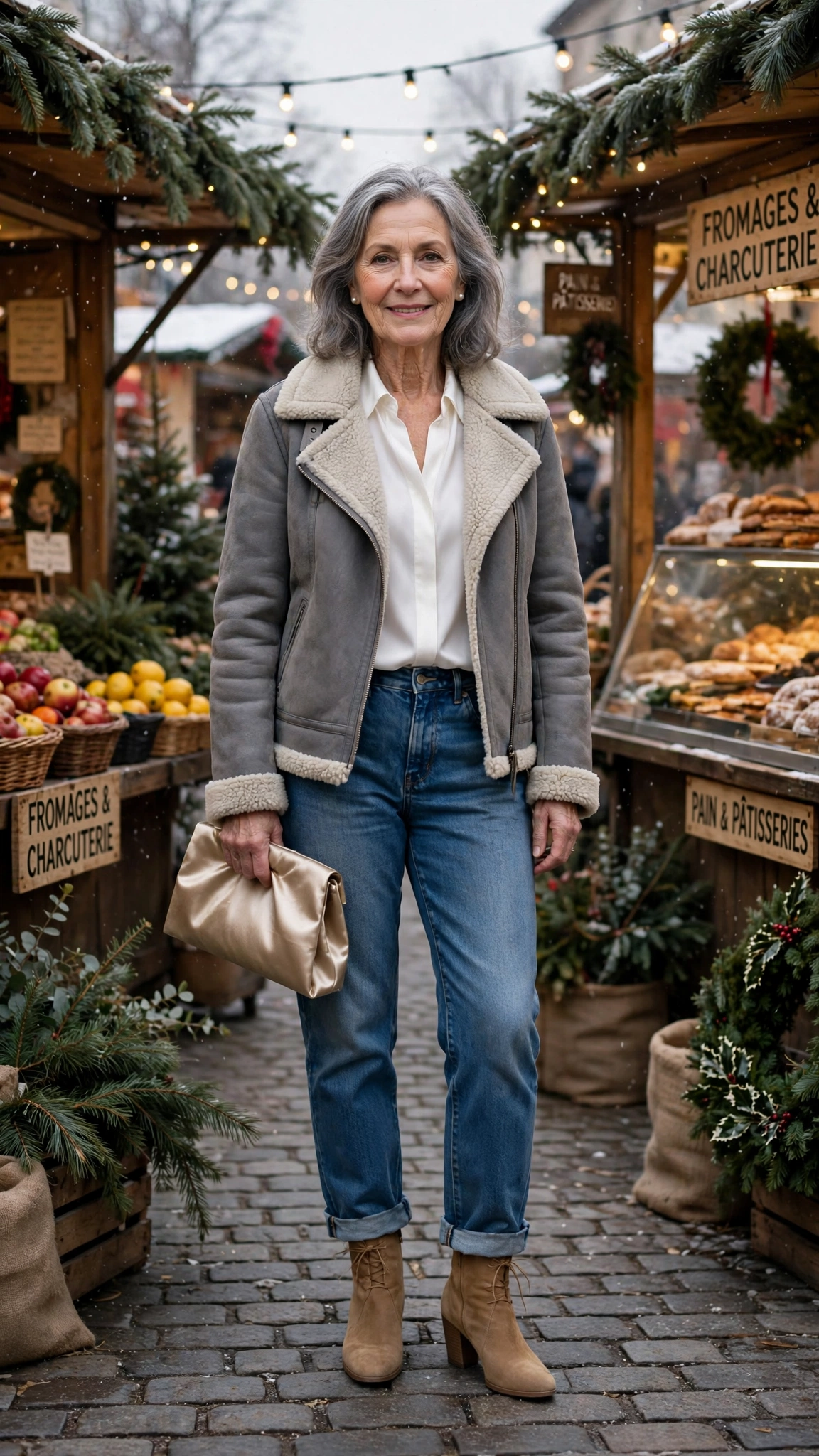 20 Women over 60 shearling lined jacket outfits for outdoor markets That Are Chic, Warm and Elegant 20 20 Women over 60 shearling lined jacket outfits for outdoor markets That Are Chic, Warm and Elegant - idea 19
