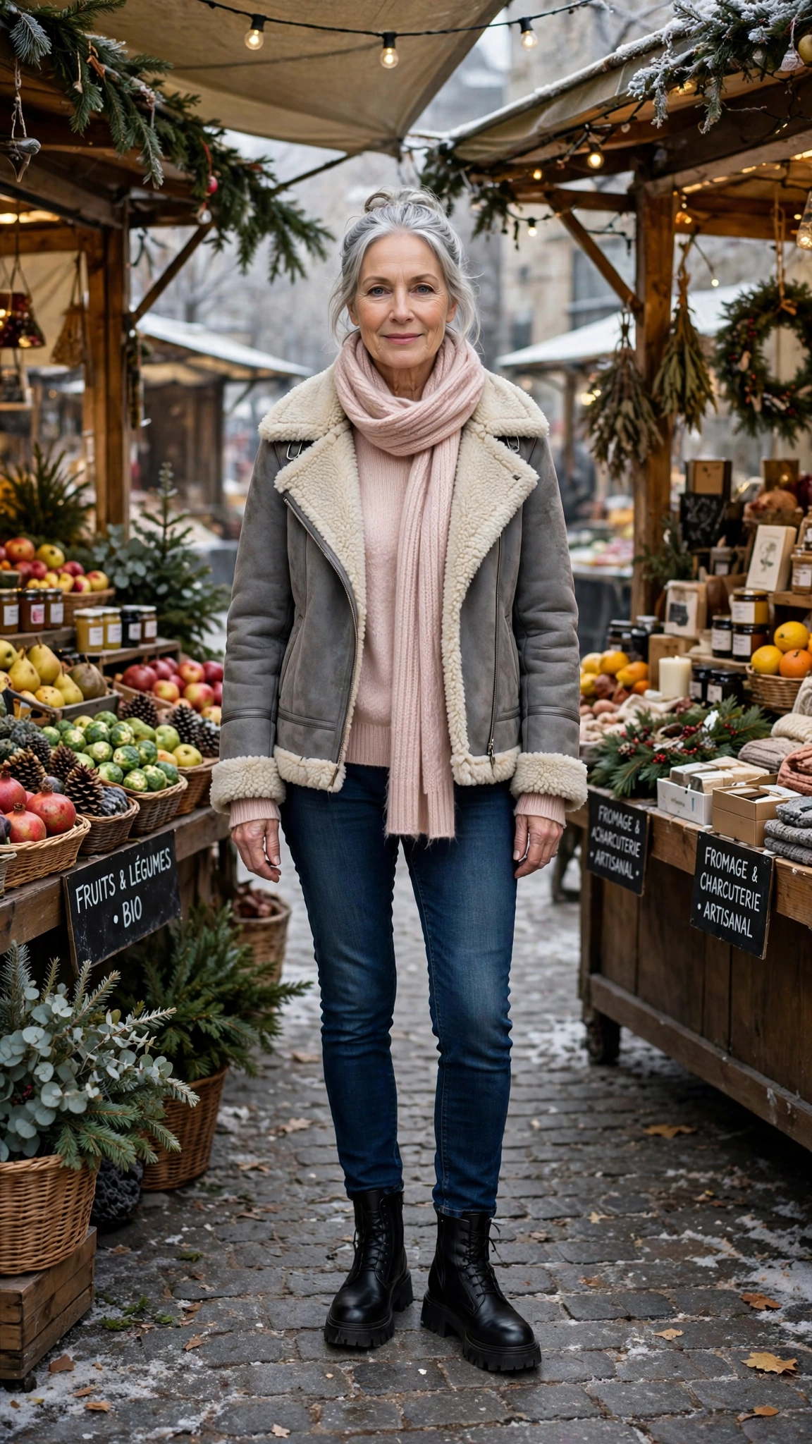 20 Women over 60 shearling lined jacket outfits for outdoor markets That Are Chic, Warm and Elegant 21 20 Women over 60 shearling lined jacket outfits for outdoor markets That Are Chic, Warm and Elegant - idea 20