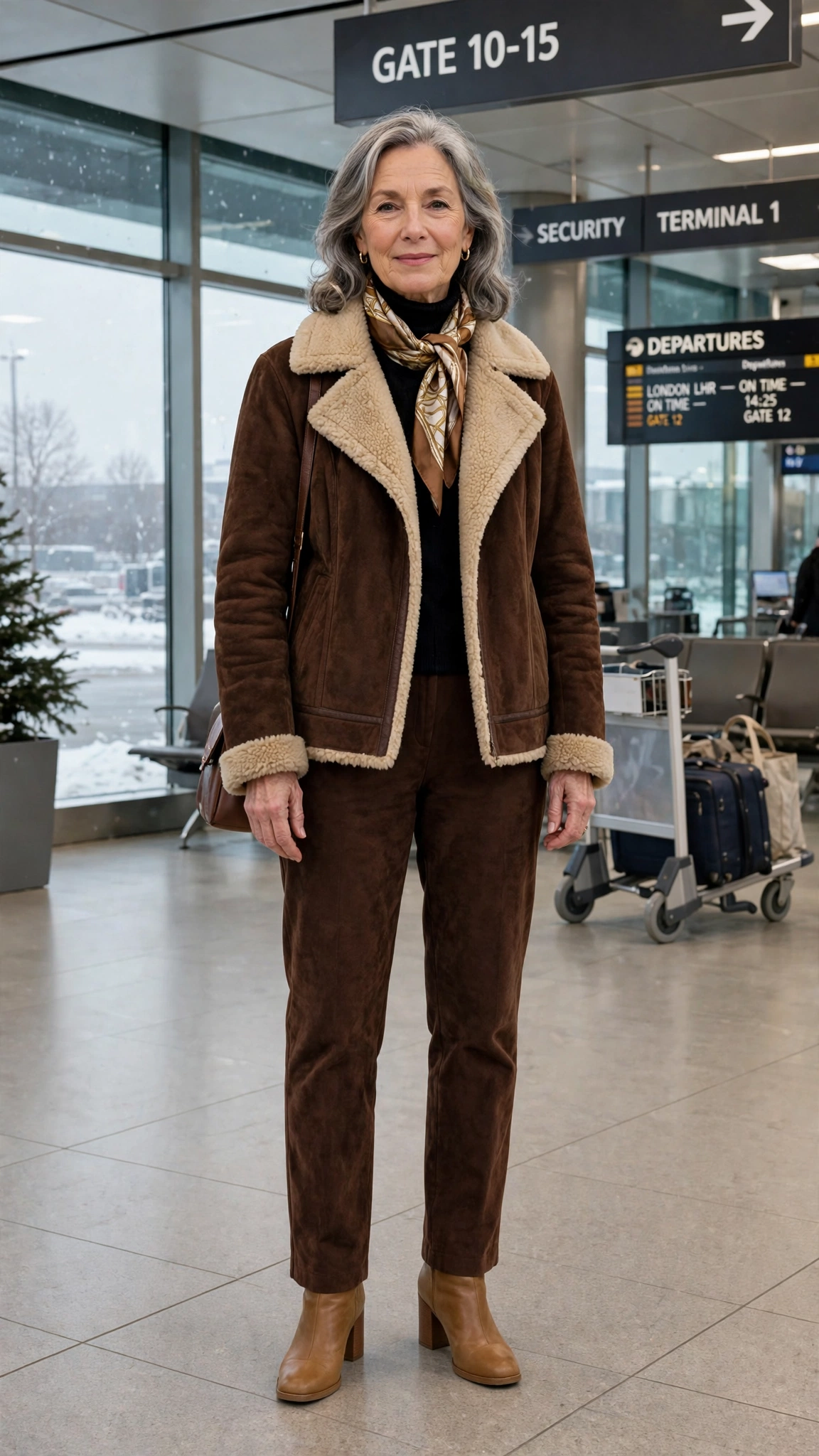 50 Women over 60 suede shearling jacket outfits for winter travel That Are Chic, Warm and Elegant - idea 2