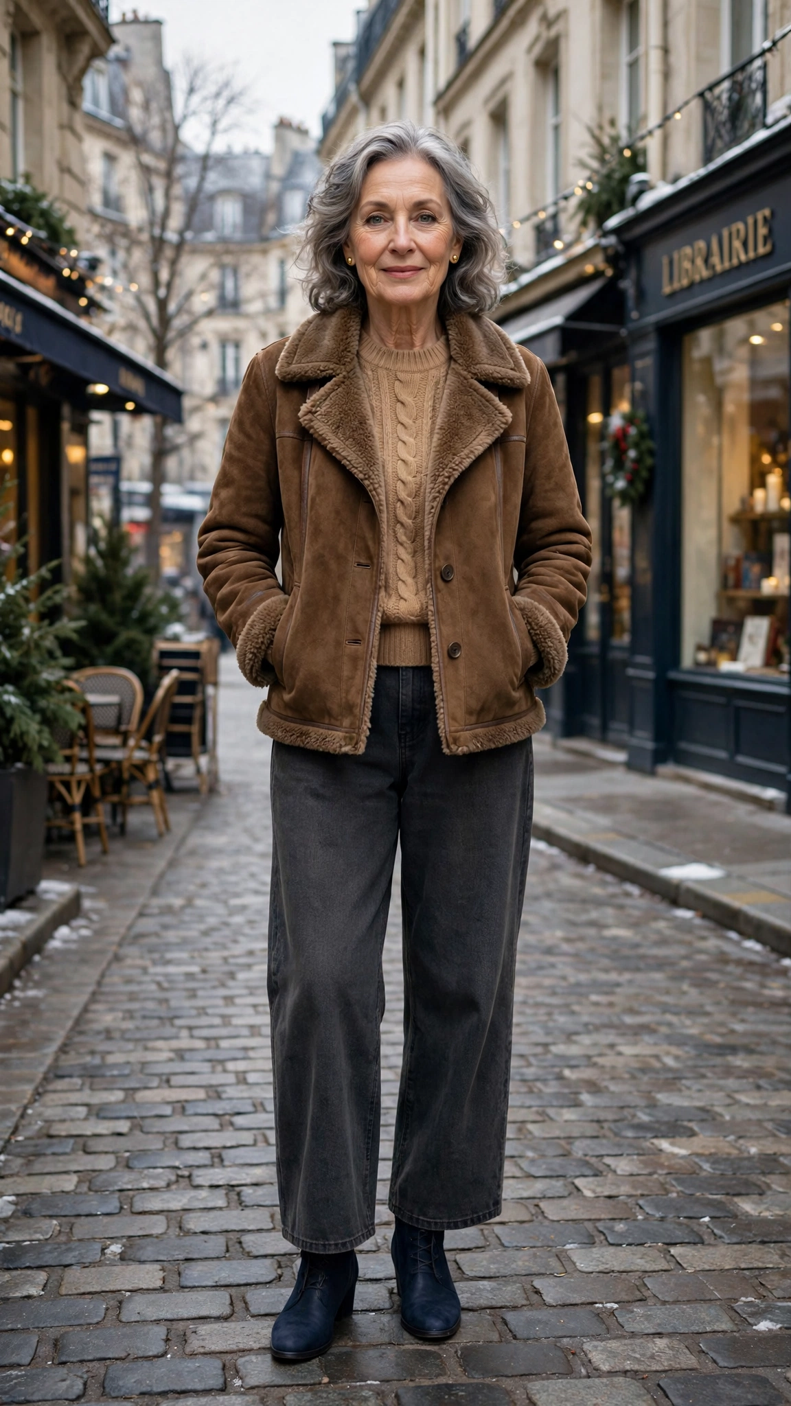50 Women over 60 suede shearling jacket outfits for winter travel That Are Chic, Warm and Elegant - idea 3