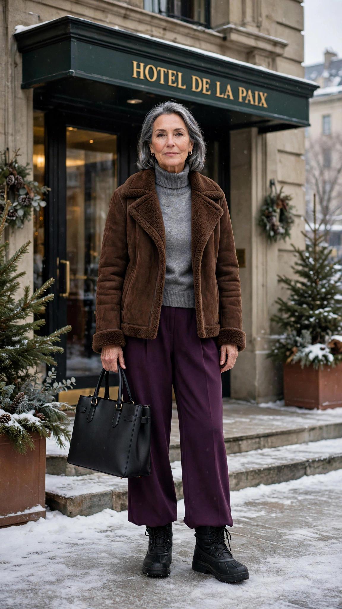 50 Women over 60 suede shearling jacket outfits for winter travel That Are Chic, Warm and Elegant - idea 4