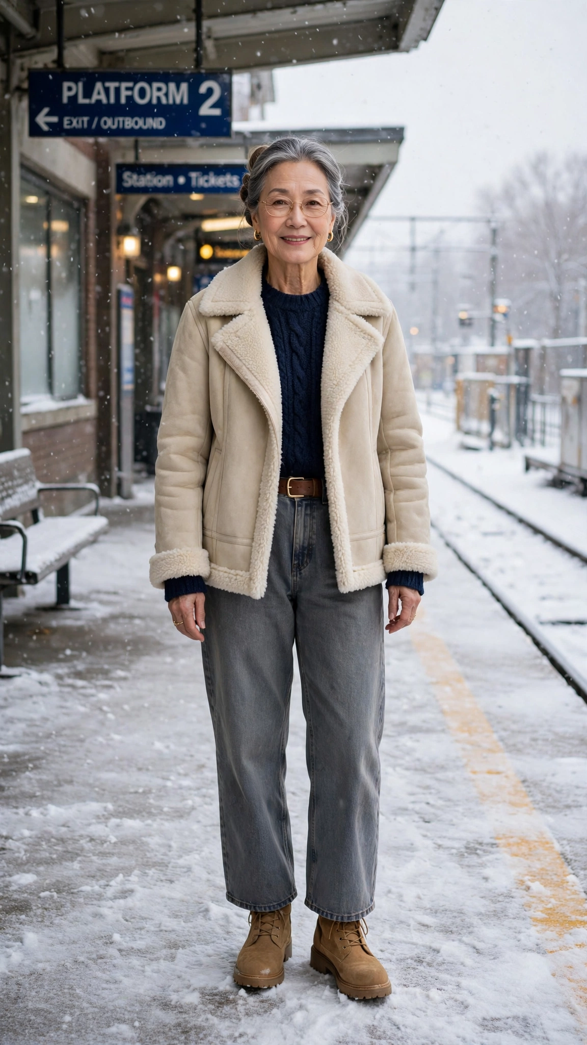 50 Women over 60 suede shearling jacket outfits for winter travel That Are Chic, Warm and Elegant - idea 6