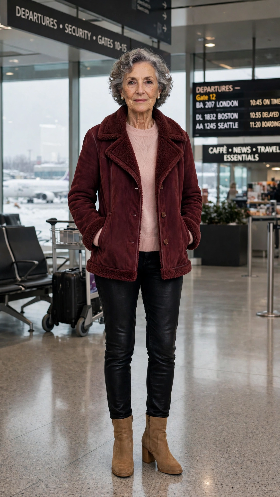50 Women over 60 suede shearling jacket outfits for winter travel That Are Chic, Warm and Elegant - idea 8