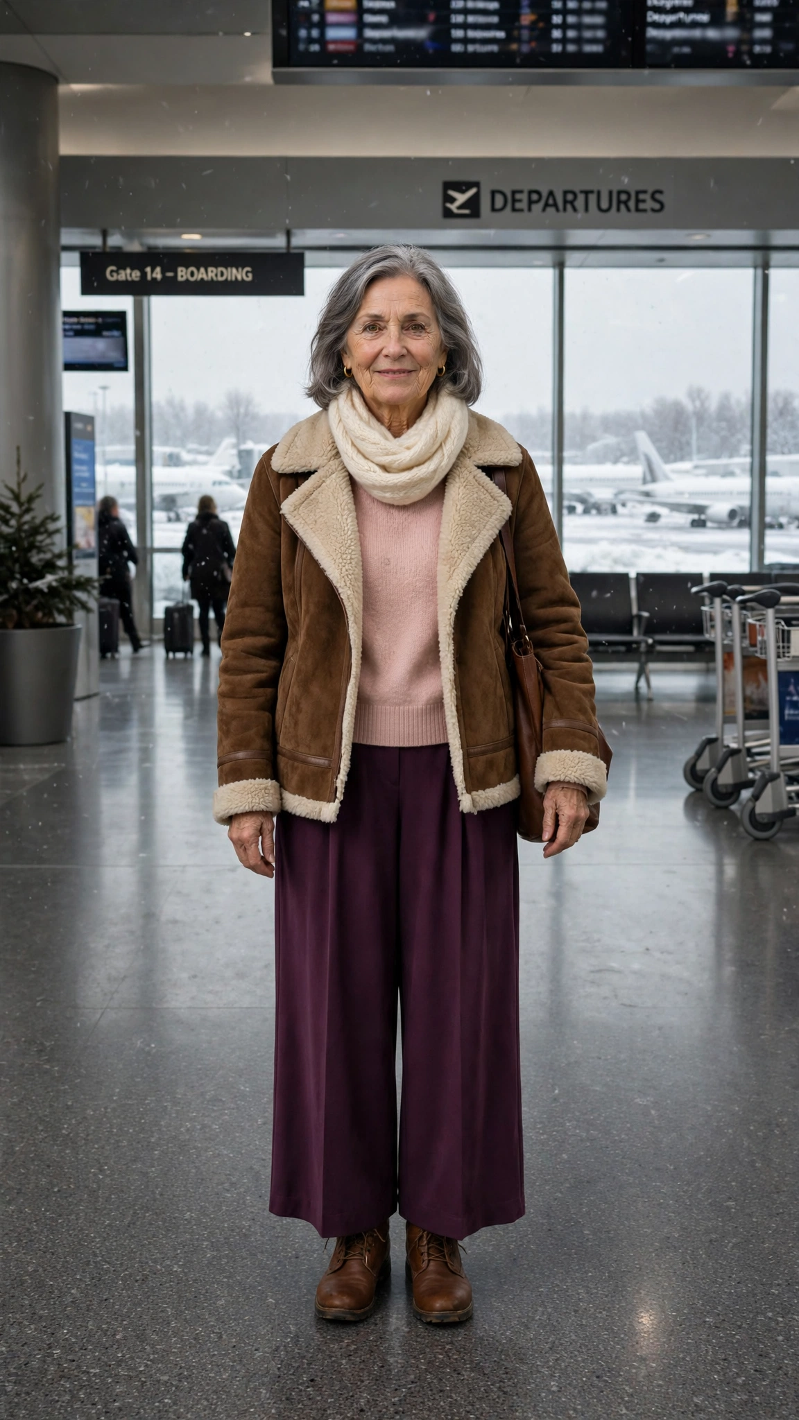 50 Women over 60 suede shearling jacket outfits for winter travel That Are Chic, Warm and Elegant - idea 20