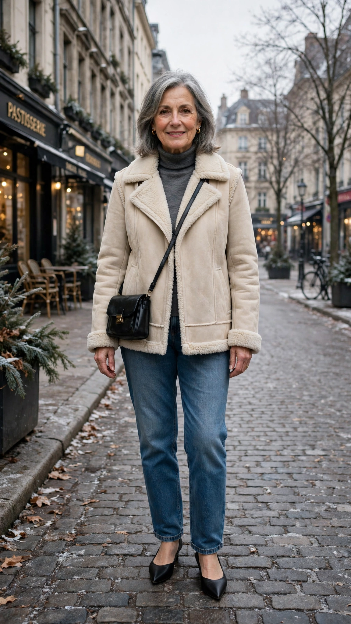 50 Women over 60 suede shearling jacket outfits for winter travel That Are Chic, Warm and Elegant - idea 21