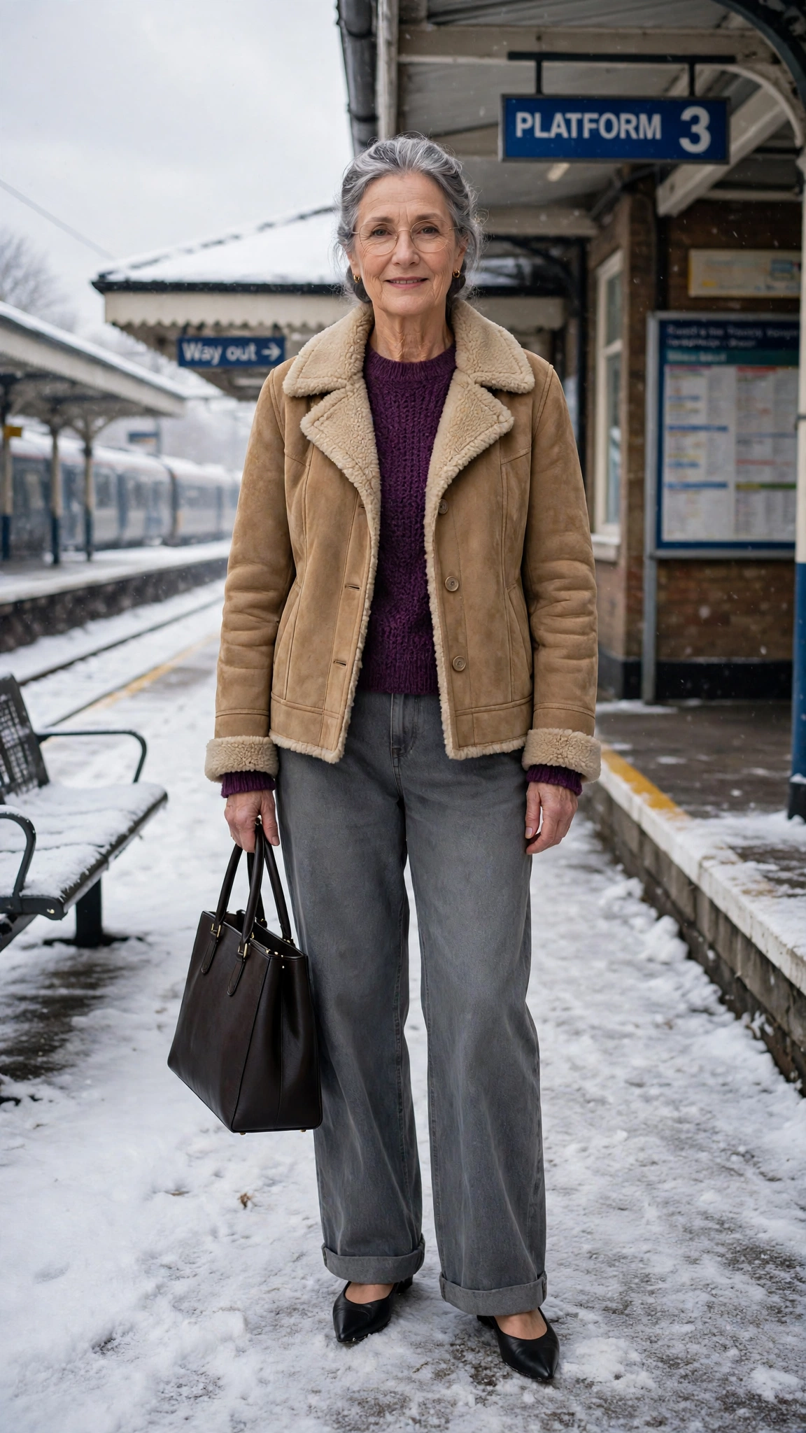 50 Women over 60 suede shearling jacket outfits for winter travel That Are Chic, Warm and Elegant - idea 24