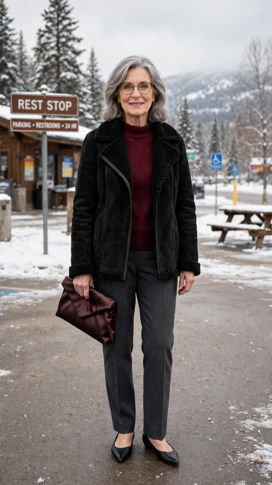 50 Women over 60 suede shearling jacket outfits for winter travel That Are Chic, Warm and Elegant - idea 29