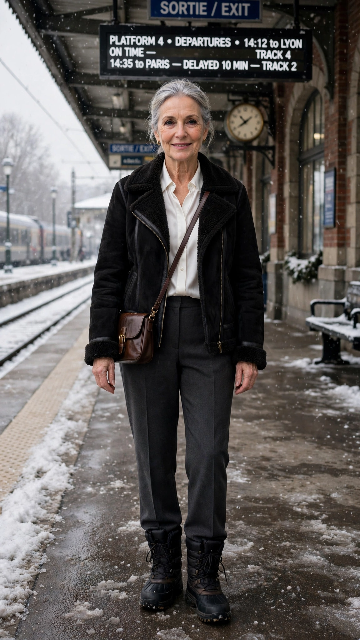 50 Women over 60 suede shearling jacket outfits for winter travel That Are Chic, Warm and Elegant - idea 31
