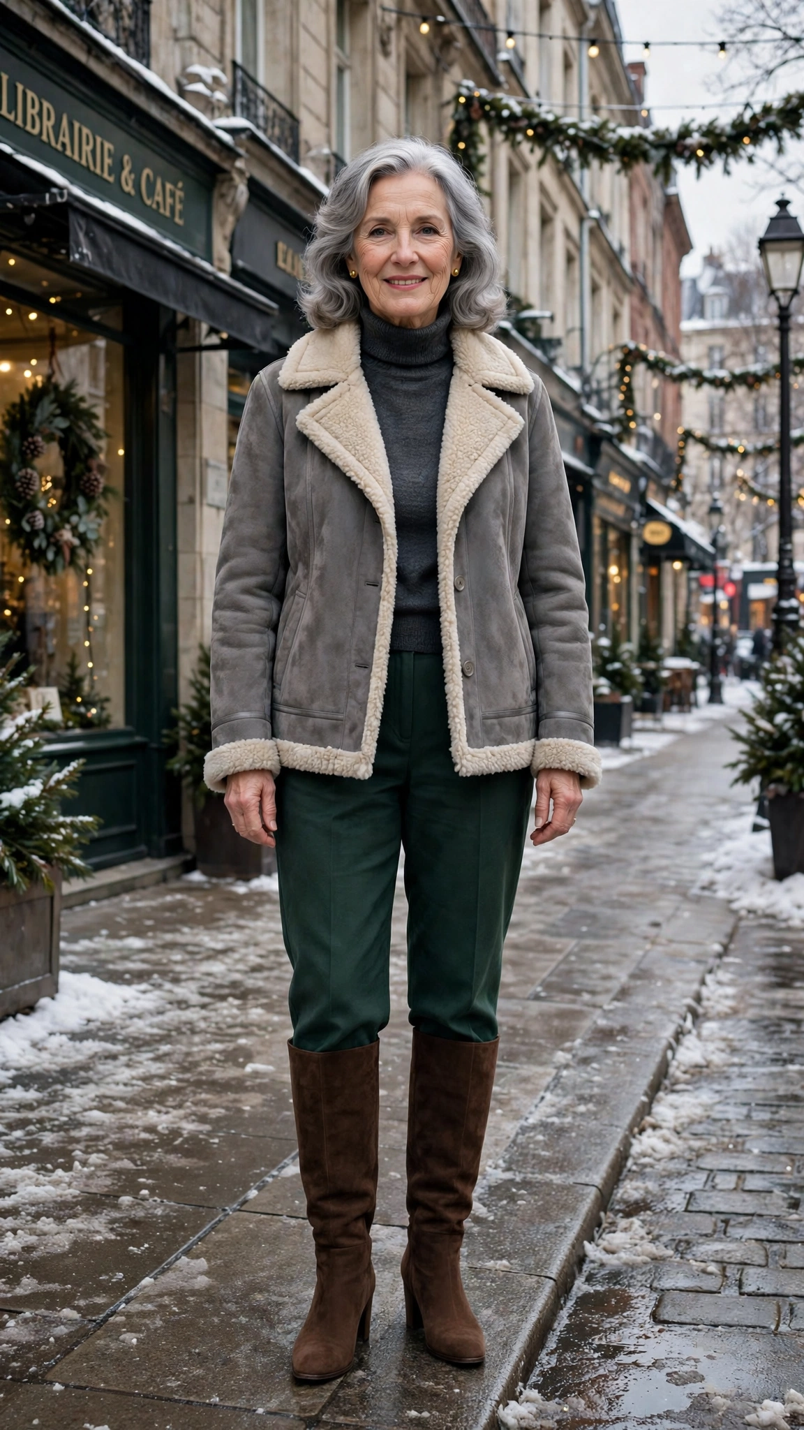 50 Women over 60 suede shearling jacket outfits for winter travel That Are Chic, Warm and Elegant - idea 33