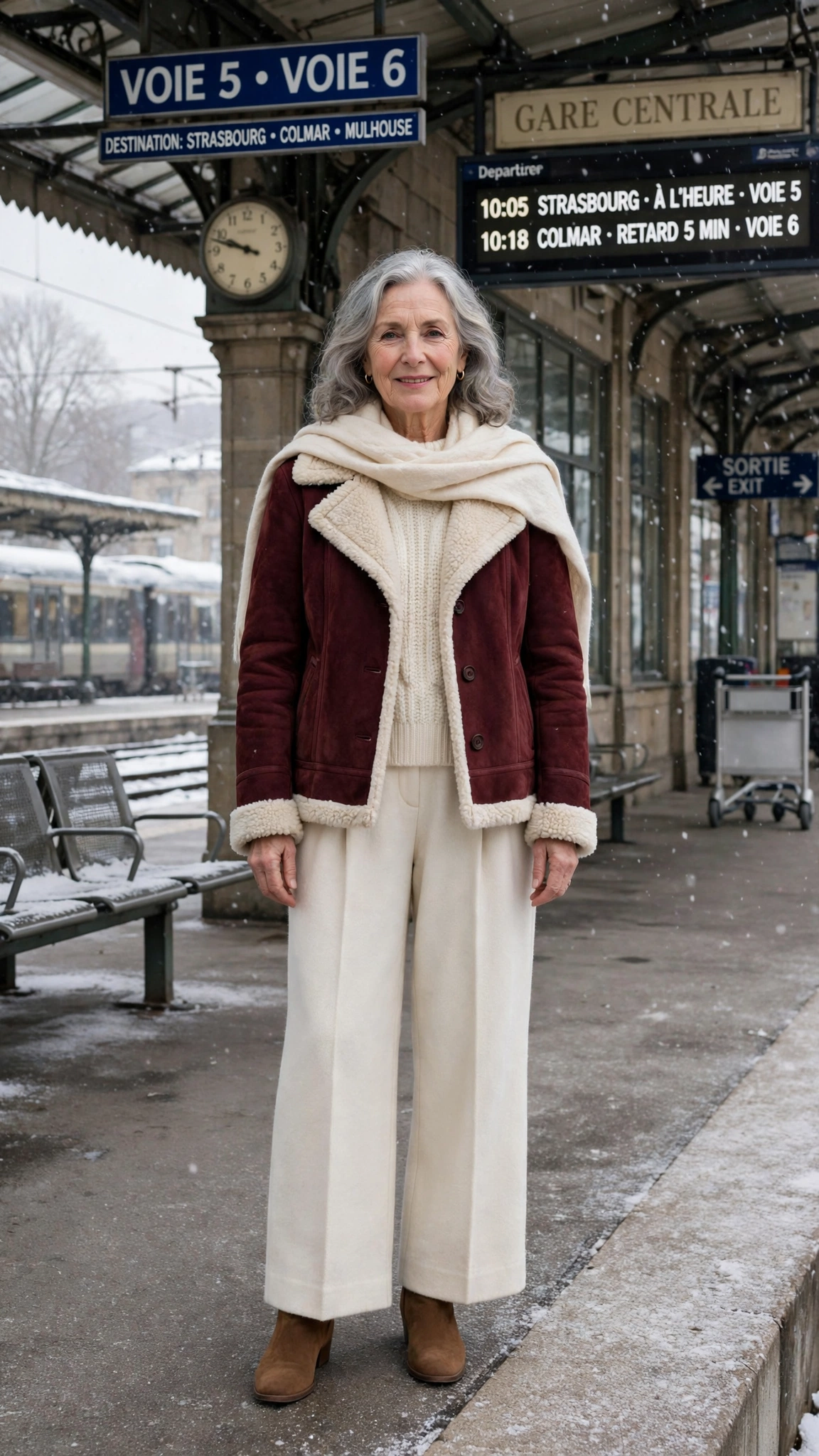 50 Women over 60 suede shearling jacket outfits for winter travel That Are Chic, Warm and Elegant - idea 37