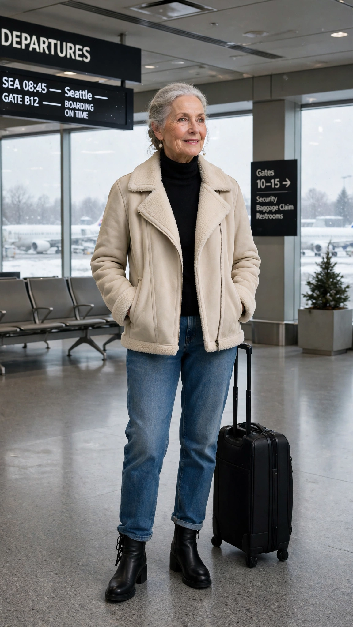 50 Women over 60 suede shearling jacket outfits for winter travel That Are Chic, Warm and Elegant - idea 38