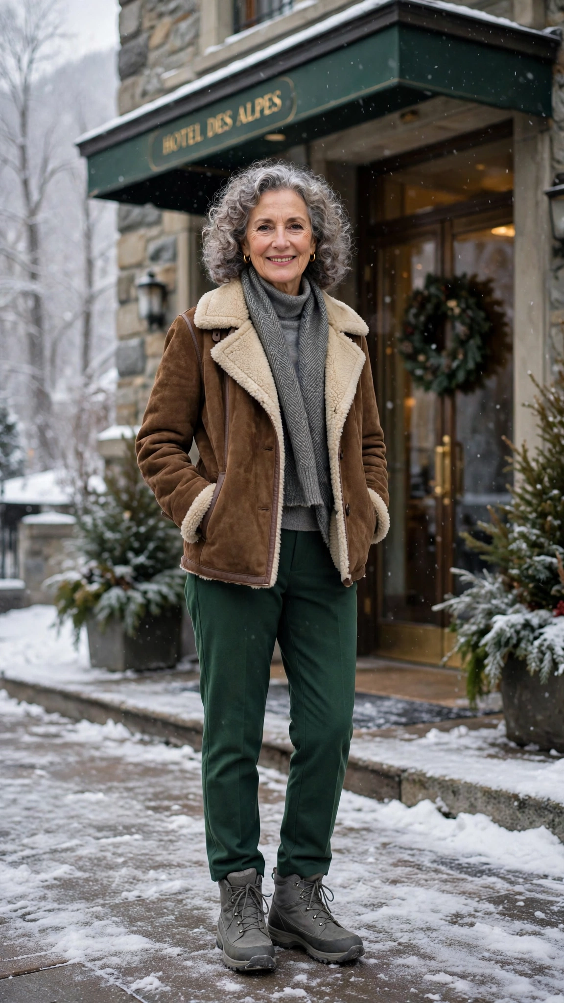 50 Women over 60 suede shearling jacket outfits for winter travel That Are Chic, Warm and Elegant - idea 40
