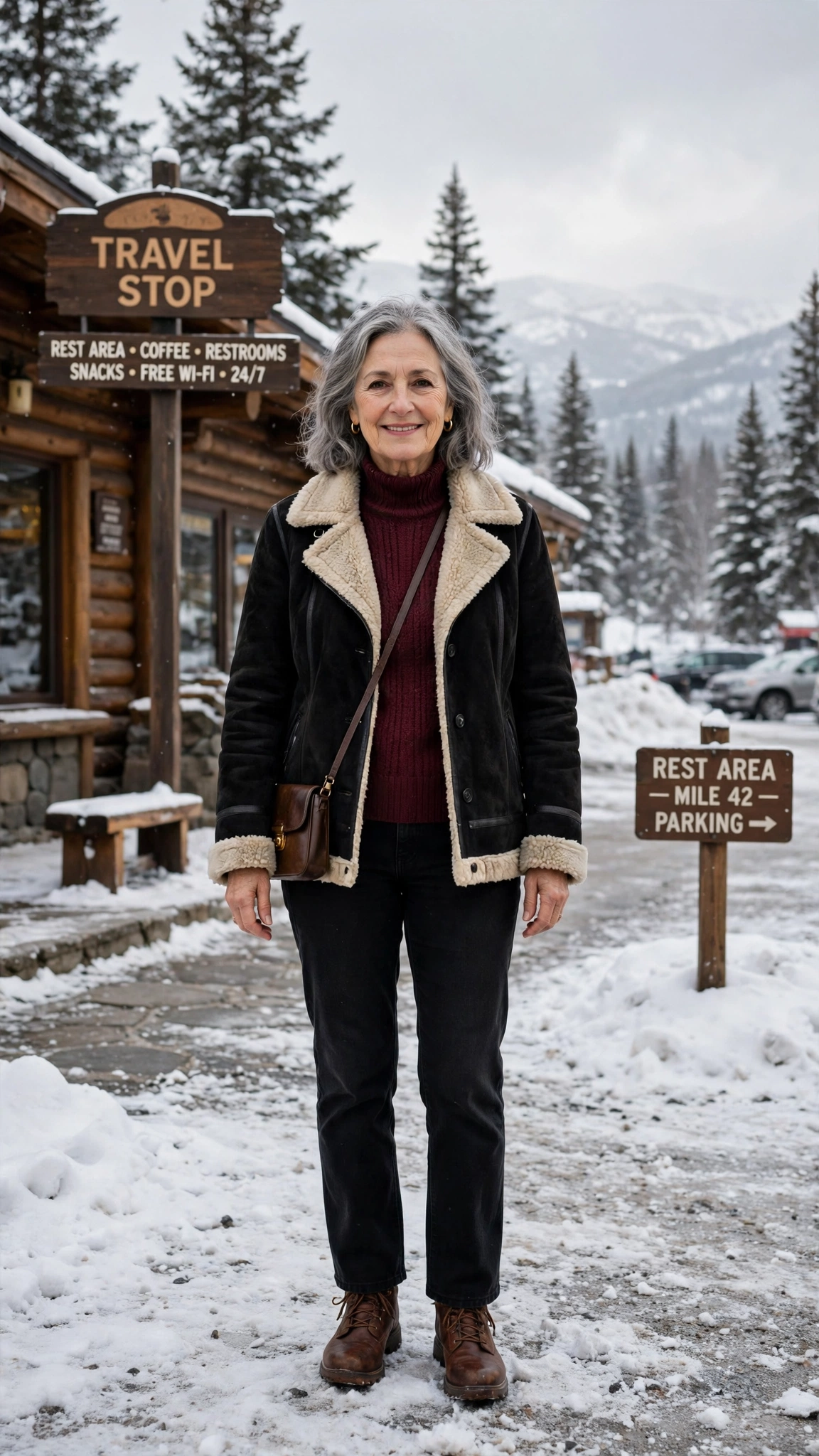 50 Women over 60 suede shearling jacket outfits for winter travel That Are Chic, Warm and Elegant - idea 41
