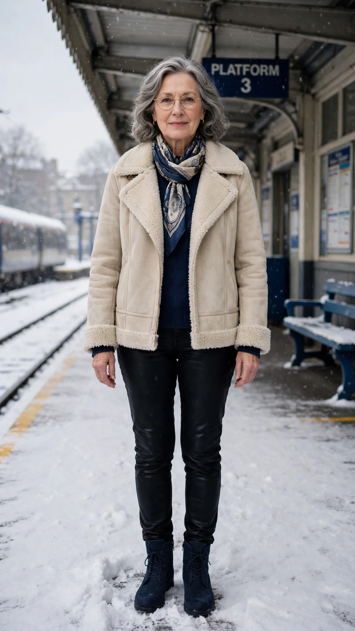 50 Women over 60 suede shearling jacket outfits for winter travel That Are Chic, Warm and Elegant - idea 42