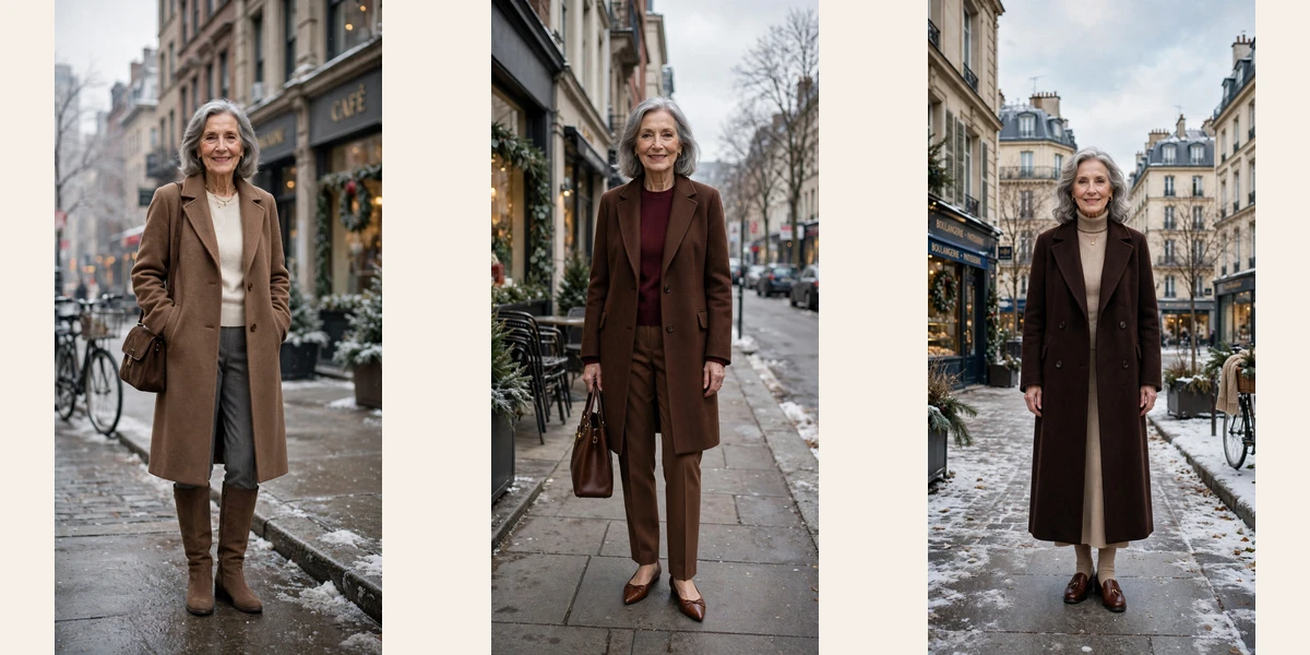 30 Women over 70 chocolate brown coat outfits for winter days That Are Chic, Warm and Elegant