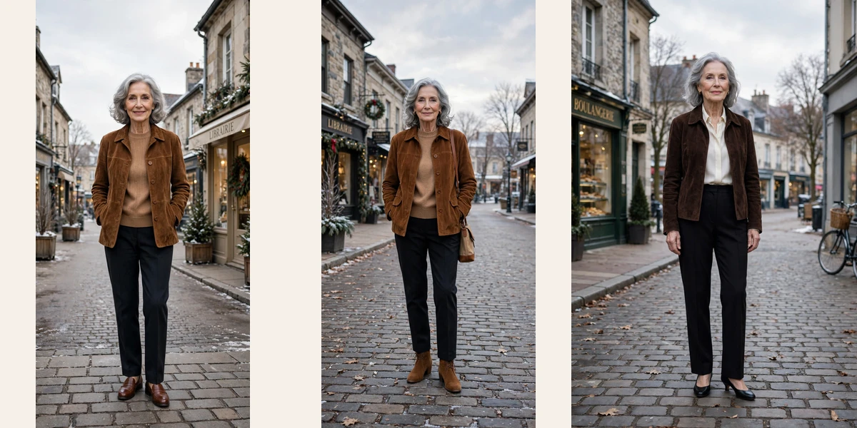 28 Women over 70 chocolate suede jacket outfits for winter outings That Are Chic, Warm and Elegant